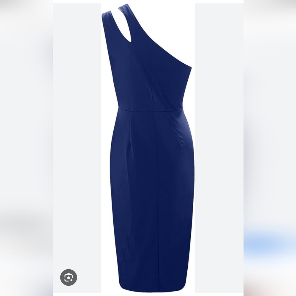 Women's Elegant Blue One-Shoulder Midi Dress - Size Small BNWOT